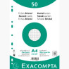 (12606E) EXACOMPTA FICHAS CARTULINA BRISTOL TALADRO A4 CUADRÍCULA 5X5 PACK DE 50 BLANCO