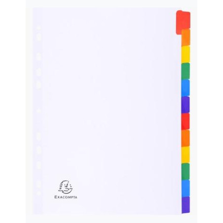 (2312E) EXACOMPTA SEPARADORES CARTULINA BLANCA 160GR 12 POSICIONES A4 PESTAÑAS COLORES
