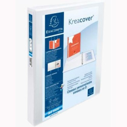 (51842E) EXACOMPTA CARPETA 4 ANILLAS MIXTAS 30MM KREACOVER FORRADA PP A4+ PERSONALIZABLE 3 BOLSOS EXTERIORES BLANCO