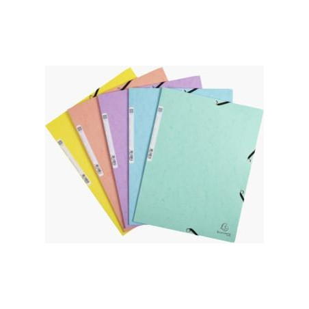 (55560E) EXACOMPTA CARPETA AQUAREL CARTÓN LUSTRADO 400 GR TRES SOLAPAS GOMAS A4 MATE SURTIDOS PASTEL -5U-