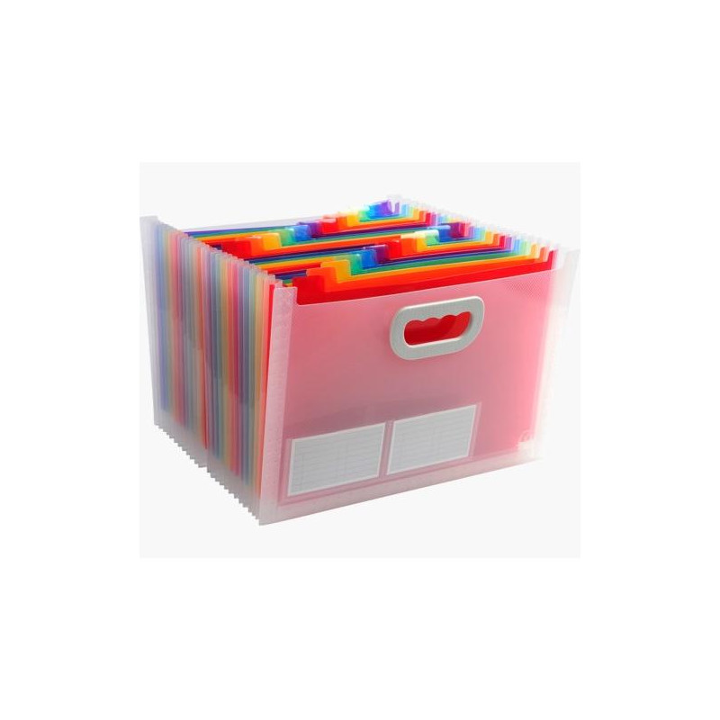 (55198E) EXACOMPTA MALETÍN CLASIFICADOR ACORDEÓN C/ASA 24 COMPARTIMENTOS CRISTAL