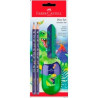 (111519) FABER CASTELL SET 2 LÁPICES GRAFITO DINOSAURIO HB COLOR AZUL + GOMA + AFILALÁPICES