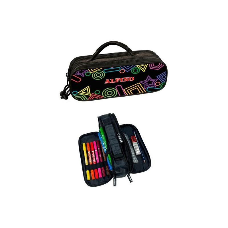 (UA000165) ALPINO PLUMIER MINI BLACK 3 COMPARTIMENTOS MATERIAL INCLUÍDO