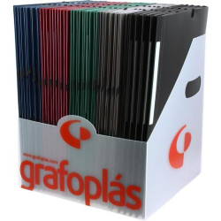 (00048000) GRAFOPLÁS CARPETA CON GOMAS POLIGRAF 3 SOLAPAS FOLIO PP OPACO C/SURTIDOS EXPOSITOR 50 UD