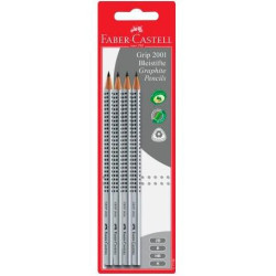 (117198) FABER CASTELL LÁPIZ GRIP GRAFITO MOD. 2001 GRIS -BLISTER 4U-