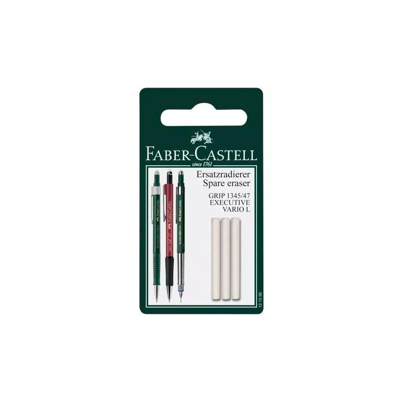 (131596) FABER CASTELL GOMA DE BORRAR PARA REPUESTO PORTAMINAS -BLISTER 3U-