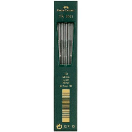 (127113) FABER CASTELL MINAS TK 9071 DIBUJO 2MM 3H ESTUCHE 10UD NEGRO INTENSO