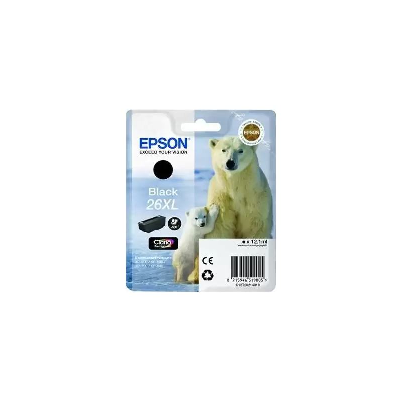 (C13T26214012) EPSON TINTA NEGRO CLARIA PREMIUM XP 510 520 600 605 610 615 620 625 700 710 720 800 810 820 - 26XL ALTA CAPACIDAD
