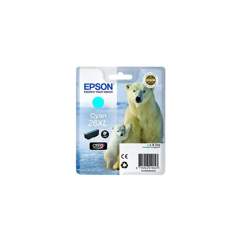 (C13T26324012) EPSON TINTA CIAN CLARIA PREMIUM XP 510 520 600 605 610 615 620 625 700 710 720 800 810 820 - 26XL ALTA CAPACIDAD