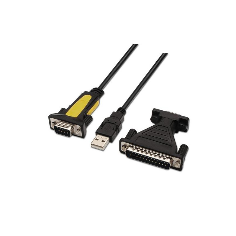 (A104-0039) AISENS CONVERSOR USB A SERIE TIPO A/M RS232 DB9/M DB25/M NEGRO 1