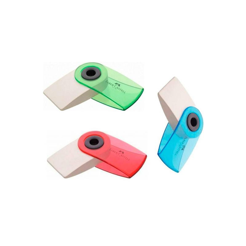 (182412) FABER CASTELL GOMA DE BORRAR SLEEVE MINI CON FUNDA COLORES SURTIDOS TRANSLÚCIDOS