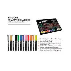 (AB-0612) ALEX BOG ROTULADORES ACRÍLICOS GAMA ARTIST C/SURTIDOS ESTUCHE 12 UD