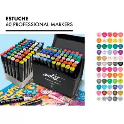 (AB-0760) ALEX BOG ROTULADORES LUXURY CANVAS GAMA ARTIST DOBLE PUNTA FINA/BISELADA C/SURTIDOS ESTUCHE DE LUJO 60 UD