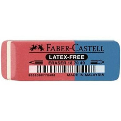 (187040) FABER CASTELL GOMA DE BORRAR BISELADA MIXTA PARA GRAFITO Y TINTA AZUL/ROJO