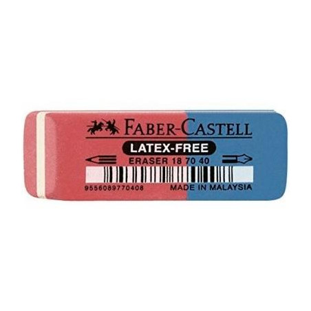 (187040) FABER CASTELL GOMA DE BORRAR BISELADA MIXTA PARA GRAFITO Y TINTA AZUL/ROJO
