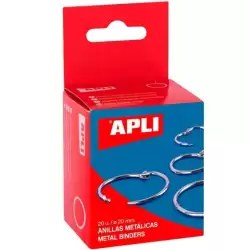 (00451) APLI ANILLAS METÁLICAS ARTICULADAS Ø20MM CAJA 20 UD NIQUELADAS