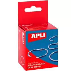 (00452) APLI ANILLAS METÁLICAS ARTICULADAS Ø25MM CAJA 20 UD NIQUELADAS