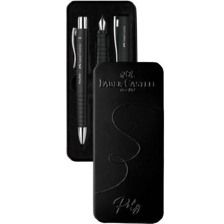 (241050) FABER CASTELL SET DE REGALO CON PLUMA Y BOLÍGRAFO POLY XB NEGRO