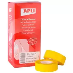 (12274) APLI CINTA ADHESIVA SILENCIOSA ROLLO 19MM X 33M PP CAJA 8 UD AMARILLO