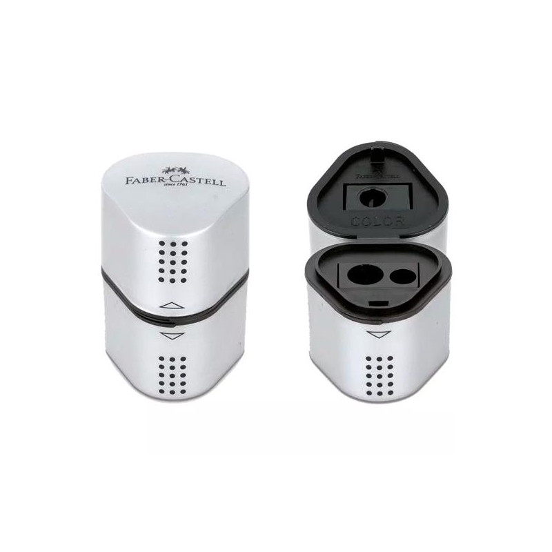 (183800) FABER CASTELL AFILALÁPICES TRÍO GRIP 2001 3 EN 1 PLATEADO METÁLICO