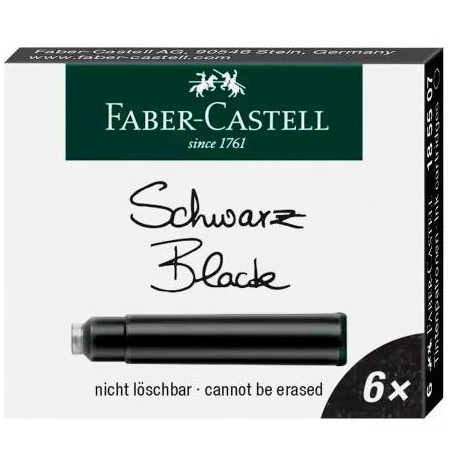 (185507) FABER CASTELL ESTUCHE 6 CARTUCHOS DE TINTA ESTÁNDAR NEGRO
