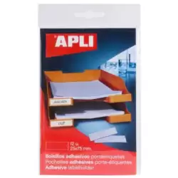 (02616) APLI BOLSILLOS ADHESIVOS PORTAETIQUETAS 25X75MM BOLSA DE 12 TRANSPARENTE