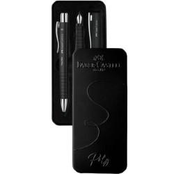 (241050) FABER CASTELL SET DE REGALO CON PLUMA Y BOLÍGRAFO POLY XB NEGRO