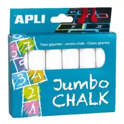 (14370) APLI TIZAS GIGANTES JUMBO Ø25X105MM BLANCO CAJA 6 UD