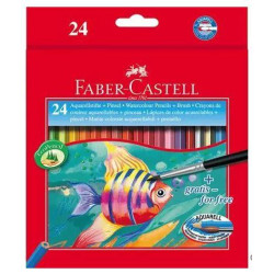(114425) FABER CASTELL LÁPICES DE COLORES ACUARELABLES CLASSIC + PINCEL C/SURTIDOS ESTUCHE 24 UD
