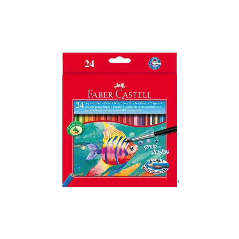 (114425) FABER CASTELL LÁPICES DE COLORES ACUARELABLES CLASSIC + PINCEL C/SURTIDOS ESTUCHE 24 UD