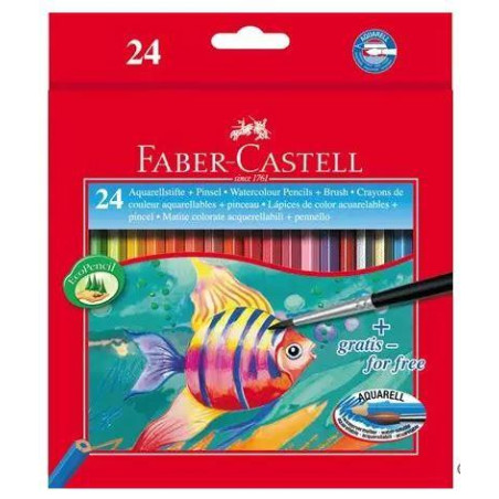 (114425) FABER CASTELL LÁPICES DE COLORES ACUARELABLES CLASSIC + PINCEL C/SURTIDOS ESTUCHE 24 UD