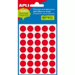 (02057) APLI ETIQUETAS ADHESIVAS CIRCULARES Ø13MM ESCRITURA MANUAL 35 X 5H ROJO