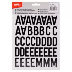 (04430) APLI LETRAS ADHESIVAS MAYÚSCULAS 30MM 4 HOJAS NEGRO