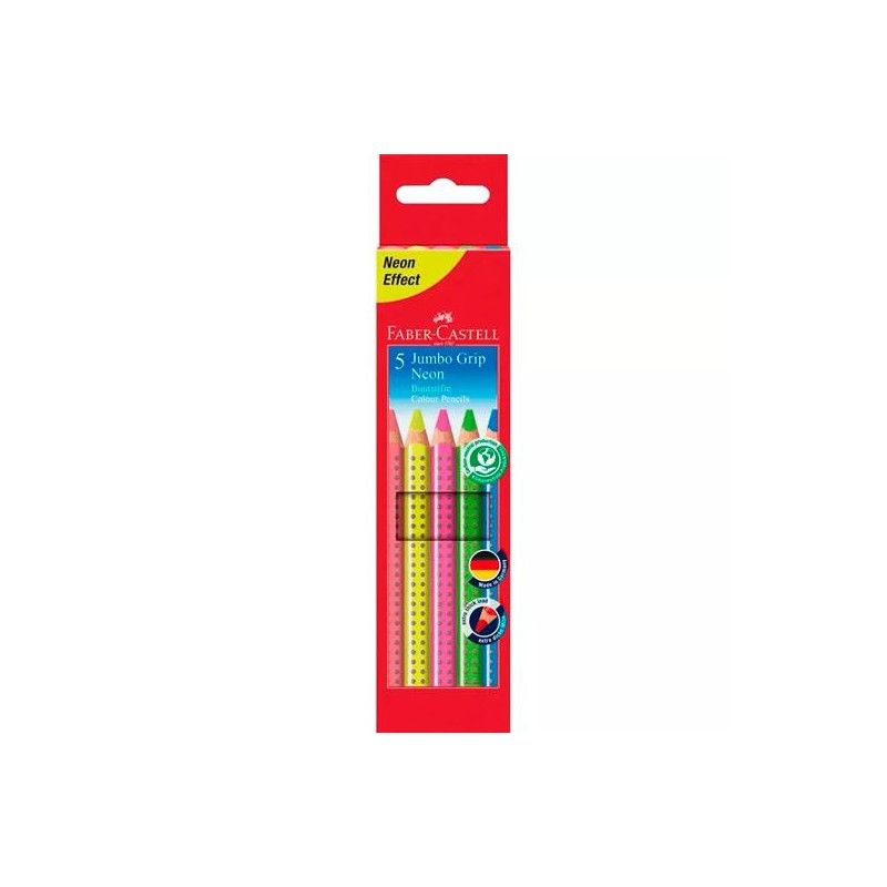(110994) FABER CASTELL LÁPICES DE COLORES JUMBO GRIP C/SURTIDOS NEÓN ESTUCHE 5 UD