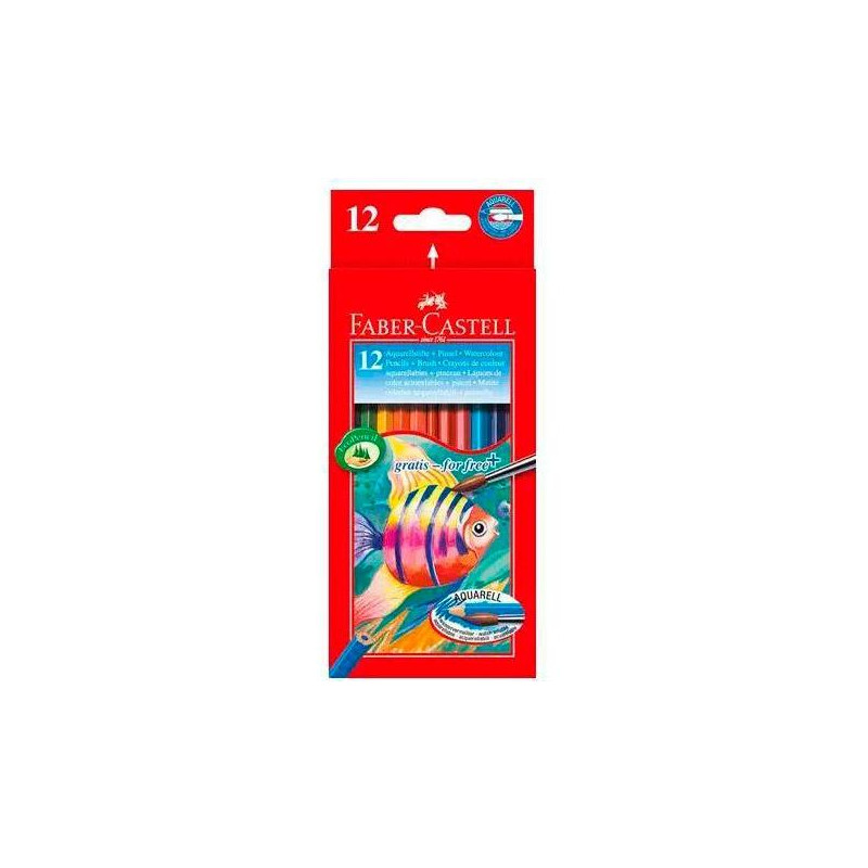 (114413) FABER CASTELL LÁPICES DE COLORES ACUARELABLES CLASSIC + PINCEL C/SURTIDOS ESTUCHE 12 UD