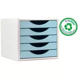 (4005 AZ PS) ARCHIVO 2000 MÓDULO ORGANIZADOR ECOGREEN SOBREMESA 5 CAJONES 340X270X260 RECICLADO AZUL PASTEL