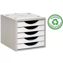(4005 BL PS) ARCHIVO 2000 MÓDULO ORGANIZADOR ECOGREEN SOBREMESA 5 CAJONES 340X270X260 RECICLADO BLANCO PASTEL