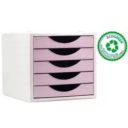 (4005 RS PS) ARCHIVO 2000 MÓDULO ORGANIZADOR ECOGREEN SOBREMESA 5 CAJONES 340X270X260 RECICLADO ROSA PASTEL