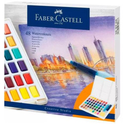(169748) FABER CASTELL ACUARELAS EN PASTILLAS CREATIVE STUDIO COLORES SURTIDOS ESTUCHE 48 UD