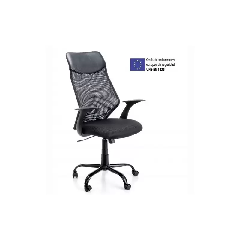 (6492 NE) ARCHIVO 2000 SILLA OPERATIVA PINTAFONTES MECANISMO SINCRONIZADO  RESPALDO ERGONOMICO NEGRO