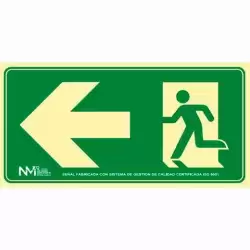 (6170-17H VE) ARCHIVO 2000 SEÑAL "SALIDA DE EMERGENCIA IZQUIERDA" 160X320 PVC VERDE