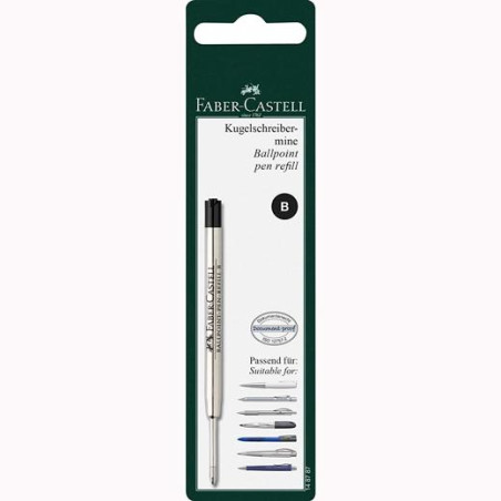 (148787) FABER CASTELL RECAMBIO PARA BOLÍGRAFO GRAN CAPACIDAD B NEGRO EN BLISTER
