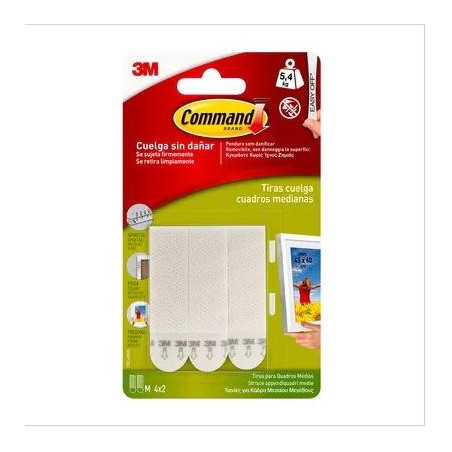 (7100127044) 3M COMMAND TIRAS CUELGA CUADROS BLANCAS MEDIANAS