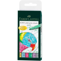 (167163) FABER CASTELL ROTULADORES PITT ARTIST PEN BRUSH PUNTA PINCEL C/SURTIDOS PASTEL ESTUCHE 6 UD
