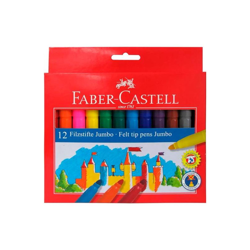(554312) FABER CASTELL ROTULADORES JUMBO COLORES SURTIDOS ESTUCHE 12 UD