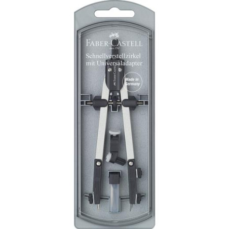 (174035) FABER CASTELL COMPÁS ARTICULADO DE AJUSTE RÁPIDO ADAPTADOR UNIVERSAL 17CM + ACCESORIOS