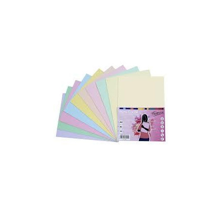(16327) FABRISA PAPEL DIN A4 80GR INKJET/LÁSER PAQUETE 100H RETRACTILADO 10 COLORES PASTEL