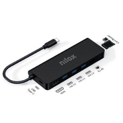 (NXDSUSBC04) NILOX DOCK STATION USB-C 8 EN 1 3XUSB 3.0, 2XHDMI, SD, RJ45, PD, NEGRO