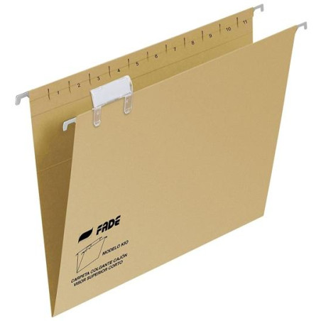(400064831) FADE CARPETA COLGANTE FOLIO PROLONGADO VISOR SUPERIOR C/ETIQUETAS CARTULINA KRAFT ECO