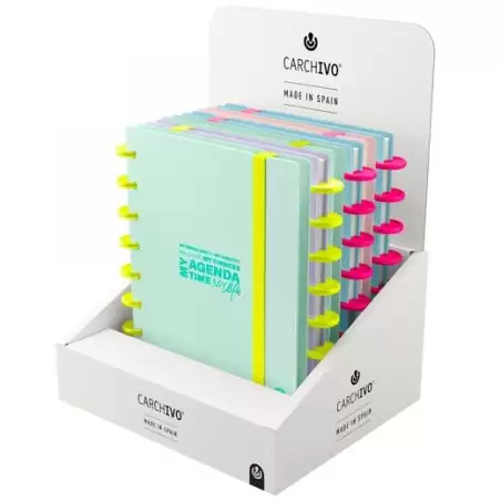 (66053881) CARCHIVO AGENDA DE DISCOS INGENIOX SIN FECHA A5 80H 100GR SV NEÓN PASTEL EXPOSITOR 6 UD